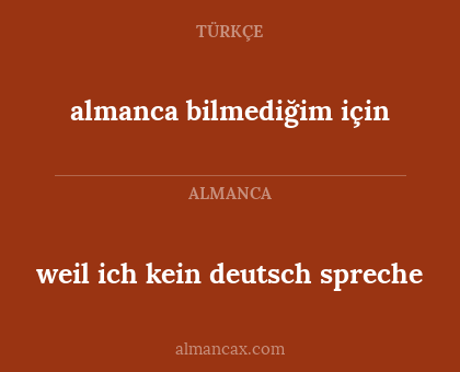 almanca bilmediğim için - weil ich kein deutsch spreche