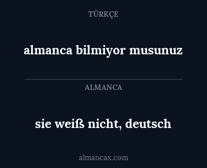 almanca bilmiyor musunuz - sie weiß nicht, deutsch