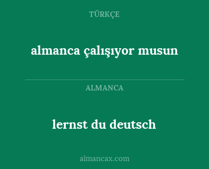 lernst du deutsch - almanca çalışıyor musun