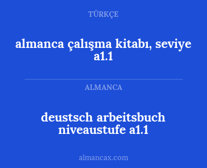 almanca çalışma kitabı, seviye a1.1 - deustsch arbeitsbuch niveaustufe a1.1