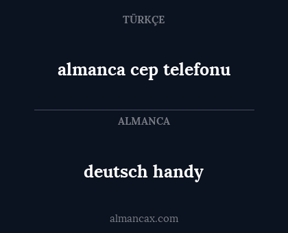 deutsch handy - almanca cep telefonu