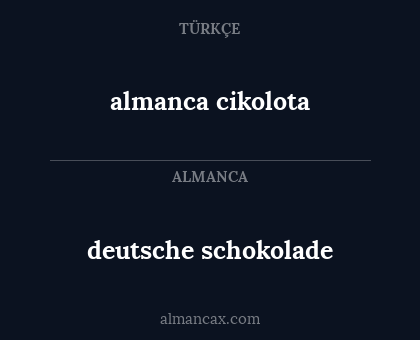 deutsche schokolade - almanca cikolota