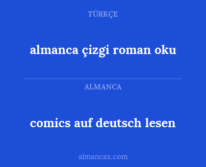 comics auf deutsch lesen - almanca çizgi roman oku
