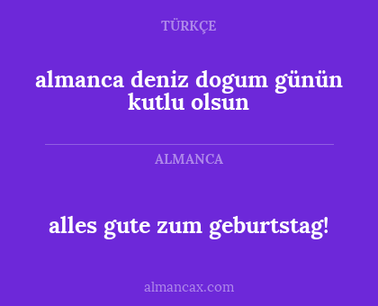 almanca deniz dogum günün kutlu olsun - alles gute zum geburtstag!