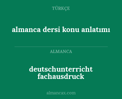 deutschunterricht fachausdruck - almanca dersi konu anlatımı