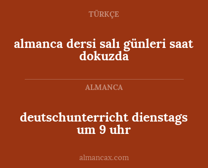 deutschunterricht dienstags um 9 uhr - almanca dersi salı günleri saat dokuzda