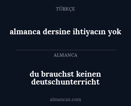 du brauchst keinen deutschunterricht - almanca dersine ihtiyacın yok