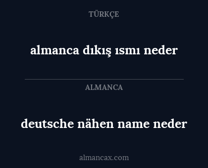 deutsche nähen name neder - almanca dıkış ısmı neder