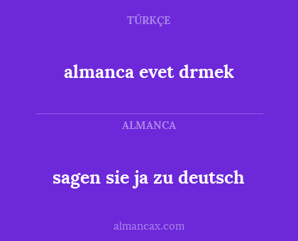 sagen sie ja zu deutsch - almanca evet drmek