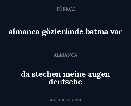 da stechen meine augen deutsche - almanca gözlerimde batma var