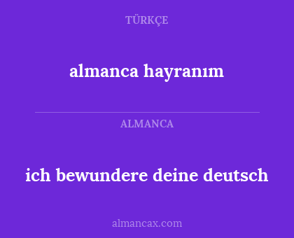 almanca hayranım - ich bewundere deine deutsch