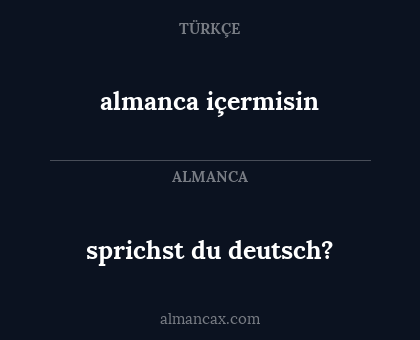sprichst du deutsch? - almanca içermisin