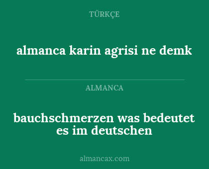 bauchschmerzen was bedeutet es im deutschen - almanca karin agrisi ne demk