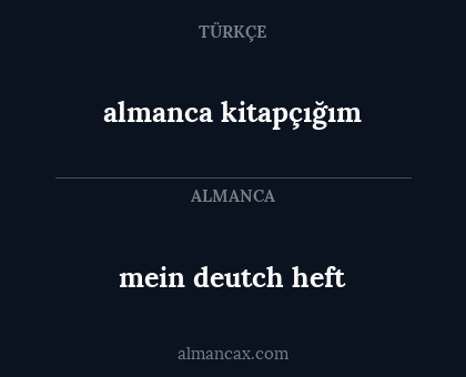 mein deutch heft - almanca kitapçığım