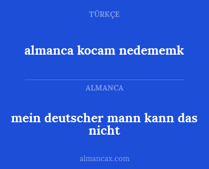 almanca kocam nedememk - mein deutscher mann kann das nicht