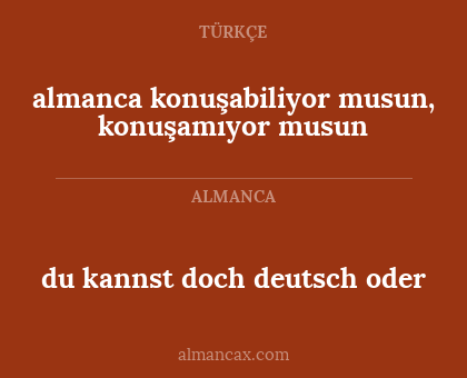 du kannst doch deutsch oder - almanca konuşabiliyor musun, konuşamıyor musun