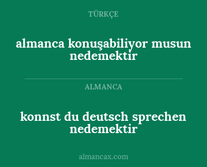 konnst du deutsch sprechen nedemektir - almanca konuşabiliyor musun nedemektir