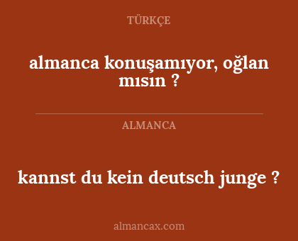kannst du kein deutsch junge ? - almanca konuşamıyor, oğlan mısın ?