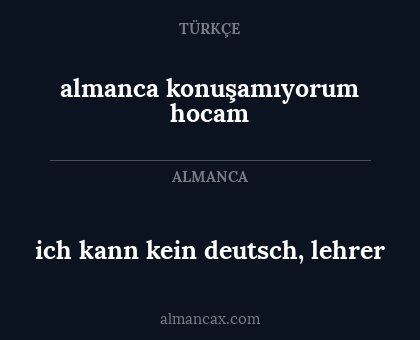 ich kann kein deutsch, lehrer - almanca konuşamıyorum hocam