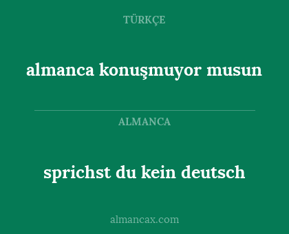 almanca konuşmuyor musun - sprichst du kein deutsch