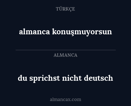 du sprichst nicht deutsch - almanca konuşmuyorsun