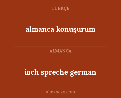 almanca konuşurum - i̇ch spreche german
