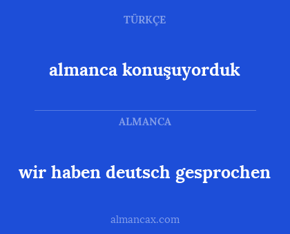 almanca konuşuyorduk - wir haben deutsch gesprochen