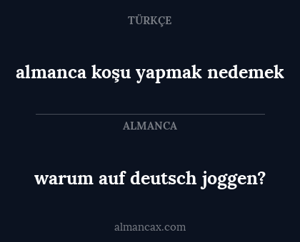 warum auf deutsch joggen? - almanca koşu yapmak nedemek