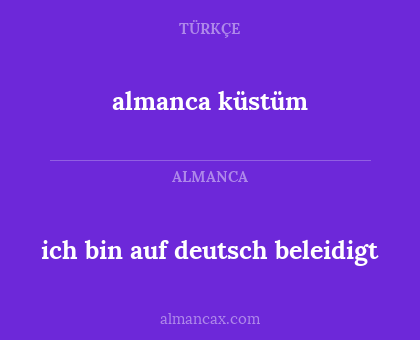 almanca küstüm - ich bin auf deutsch beleidigt
