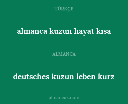 deutsches kuzun leben kurz - almanca kuzun hayat kısa