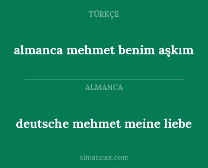 almanca mehmet benim aşkım - deutsche mehmet meine liebe