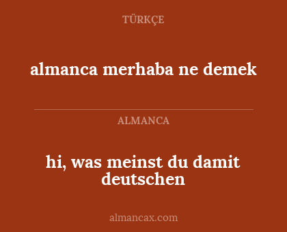 almanca merhaba ne demek - hi, was meinst du damit deutschen