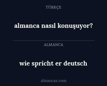 almanca nasıl konuşuyor? - wie spricht er deutsch