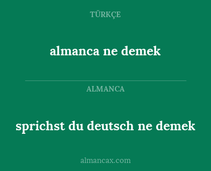 almanca ne demek - sprichst du deutsch ne demek