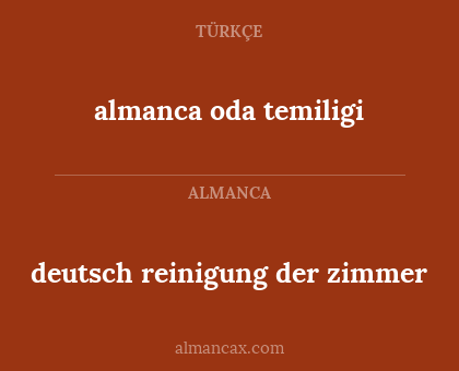 almanca oda temiligi - deutsch reinigung der zimmer