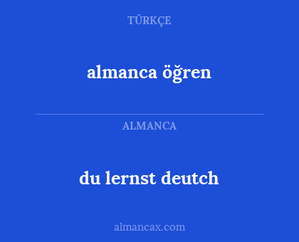 almanca öğren - du lernst deutch