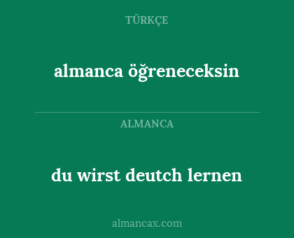 almanca öğreneceksin - du wirst deutch lernen