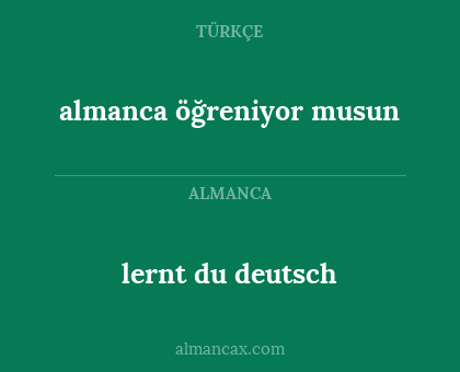 lernt du deutsch - almanca öğreniyor musun
