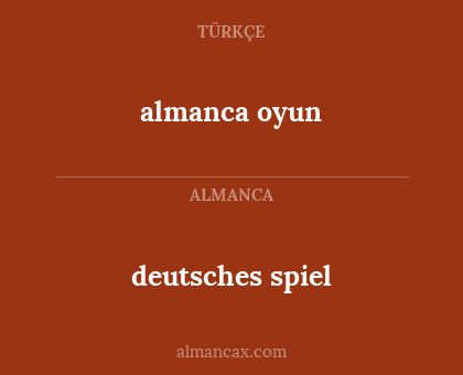 almanca oyun - deutsches spiel