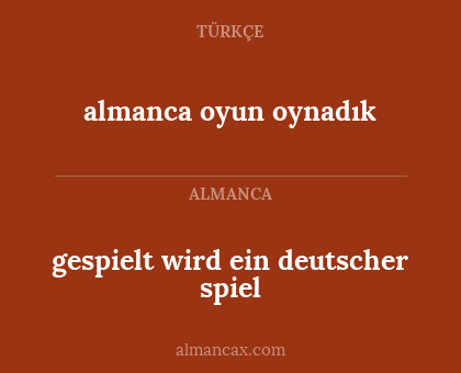 gespielt wird ein deutscher spiel - almanca oyun oynadık