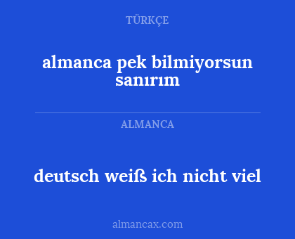 almanca pek bilmiyorsun sanırım - deutsch weiß ich nicht viel