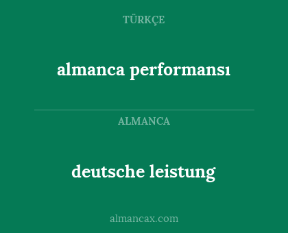 almanca performansı - deutsche leistung