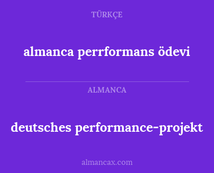 almanca perrformans ödevi - deutsches performance-projekt