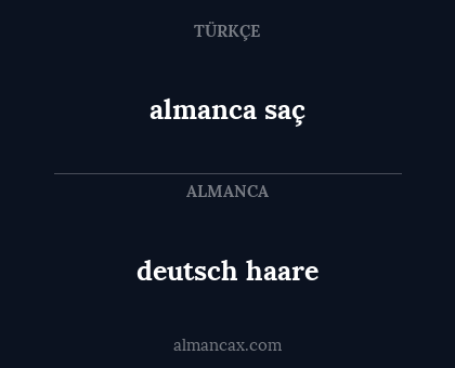 almanca saç - deutsch haare