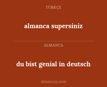 du bist genial in deutsch - almanca supersiniz