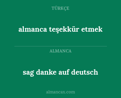 almanca teşekkür etmek - sag danke auf deutsch