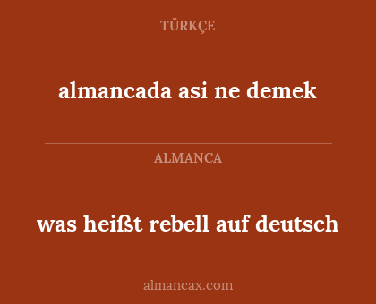 almancada asi ne demek - was heißt rebell auf deutsch