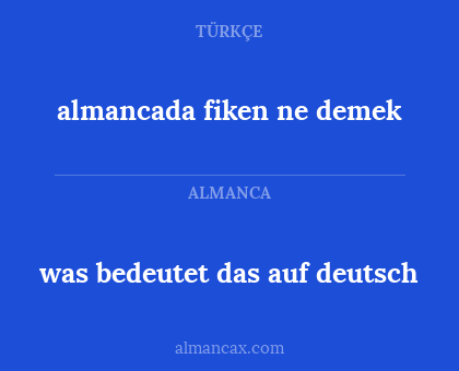 almancada fiken ne demek - was bedeutet das auf deutsch