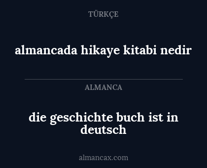 die geschichte buch ist in deutsch - almancada hikaye kitabi nedir