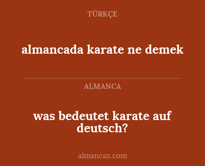 was bedeutet karate auf deutsch? - almancada karate ne demek